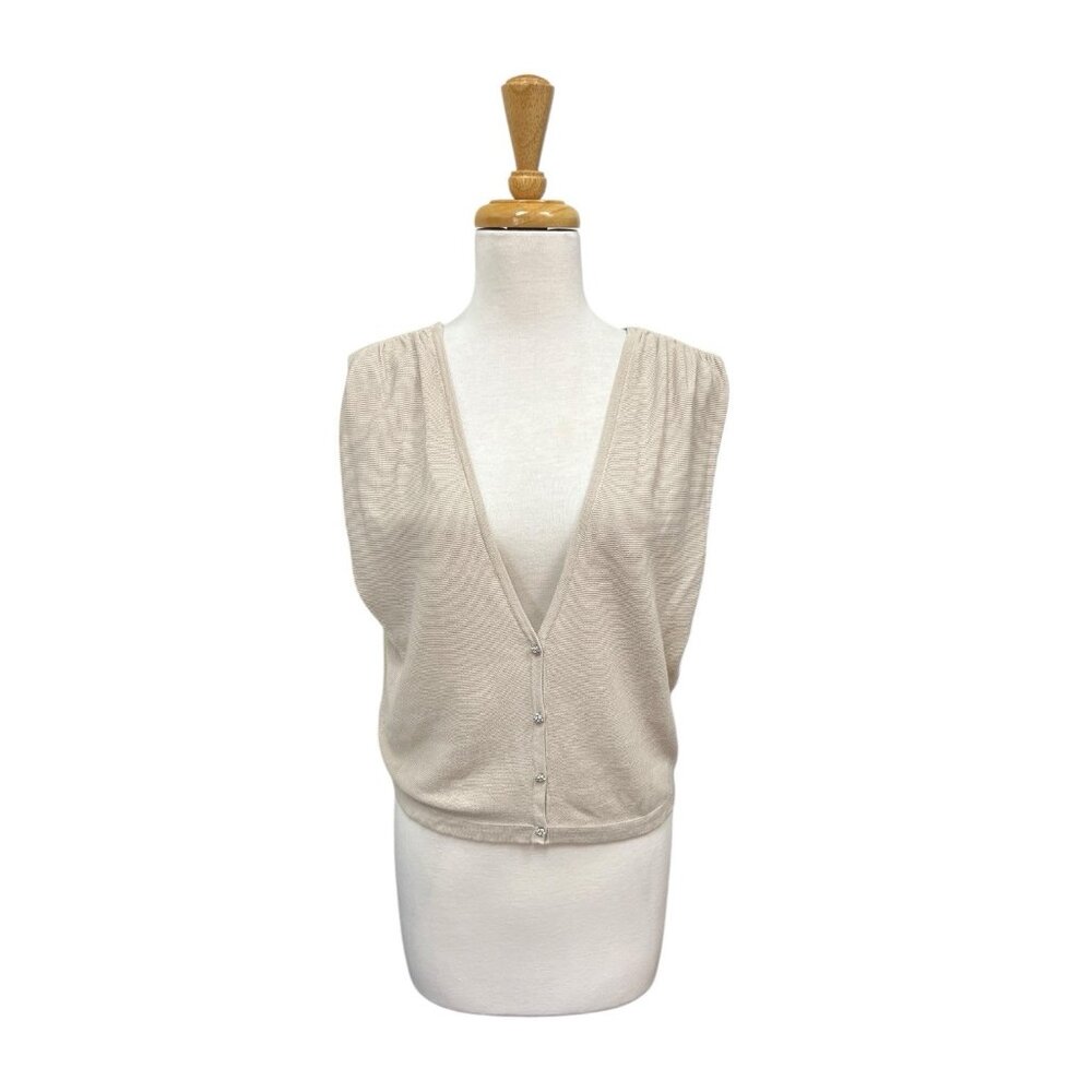 Ba&Sh Knit Lony Top Size Xs Light Brown Sleeveless Cardigan